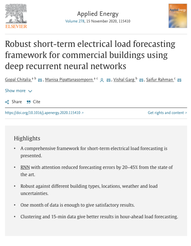 Robust Short-term Electrical Load Forecasting Framework for Commercial Buildings using Deep Learning