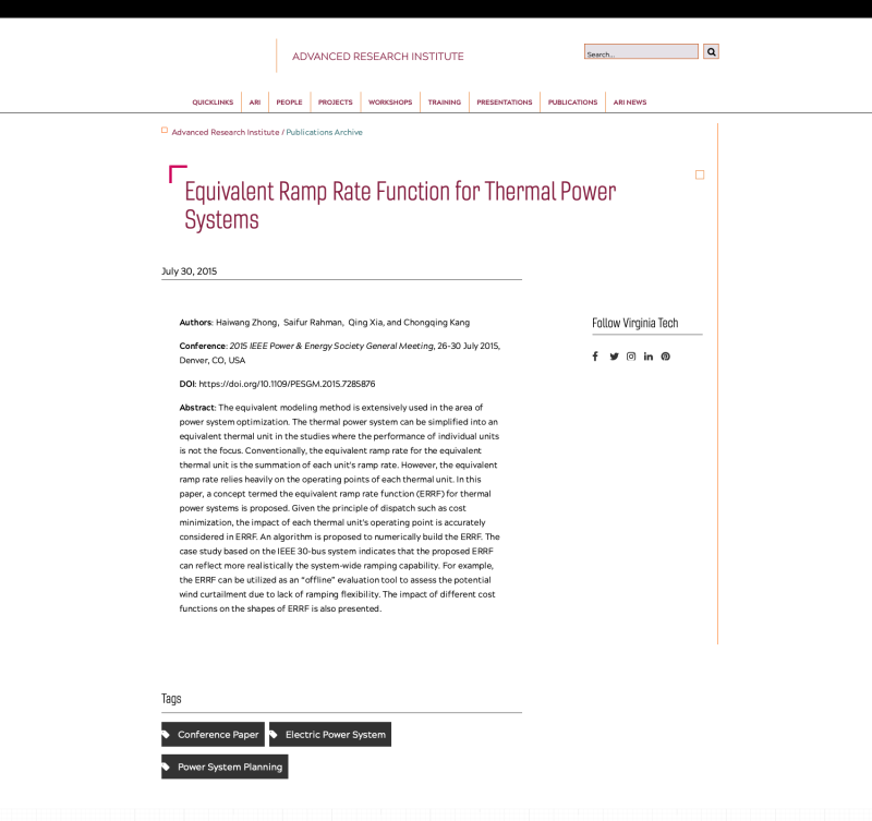 Equivalent Ramp Rate Function for Thermal Power Systems