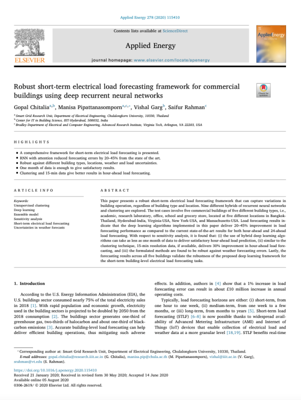 Robust Short-term Electrical Load Forecasting Framework for Commercial Buildings using Deep Recurrent Neural Networks