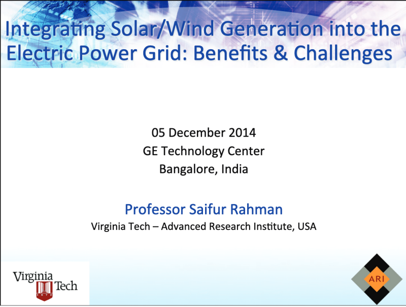 Integrating Solar/Wind Generation into the Electric Power Grid: Benefits & Challenges