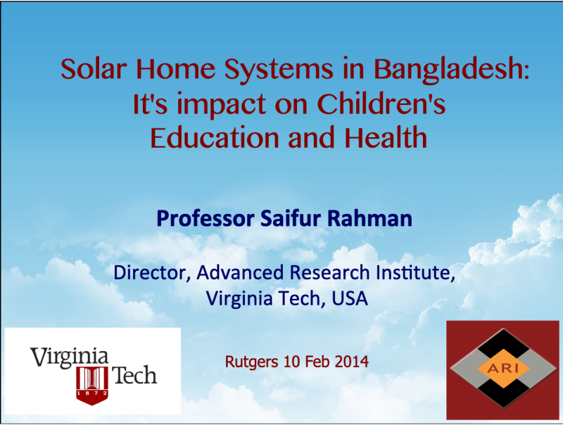 Solar Home Systems in Bangladesh:  It's impact on Children's  Education and Health